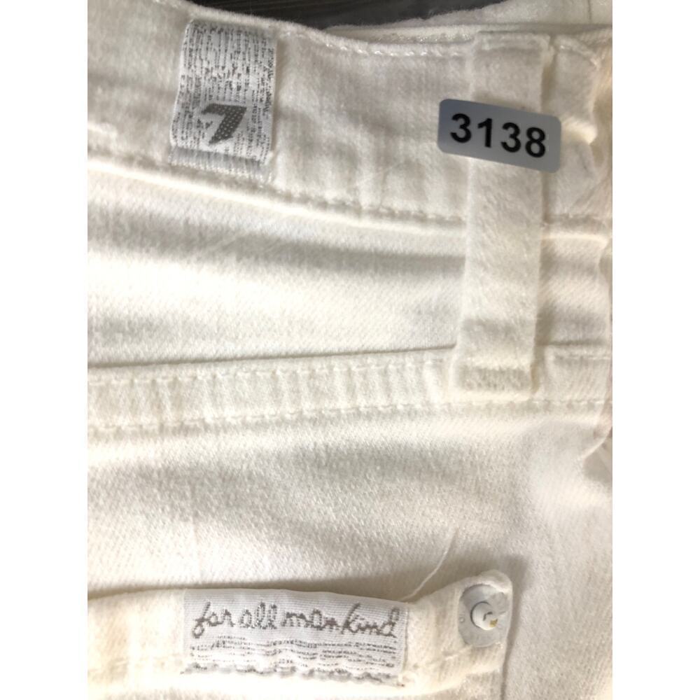 7 For All Mankind Cropped Alexa Jeans High Rise Wide Leg Raw Hem Denim White 30 - Picture 15 of 15